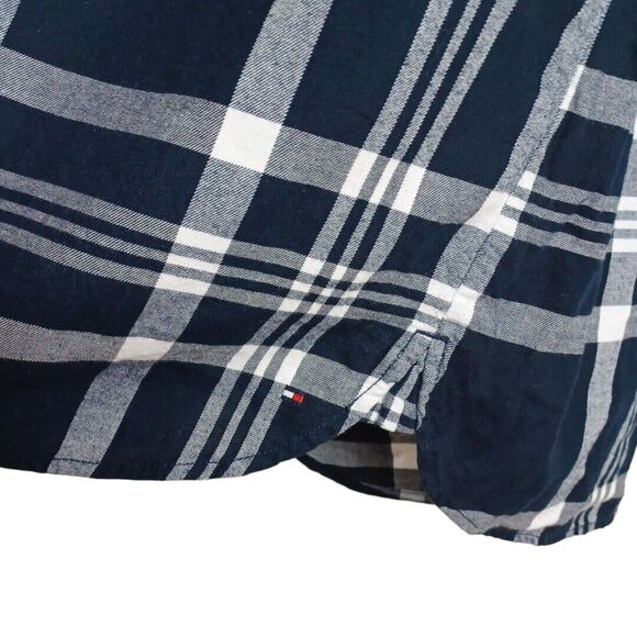 Tommy Hilfiger Womens Blue Plaid 1/4 Button Pullover Roll Tab Sleeve Top M 2023 - Picture 5 of 9